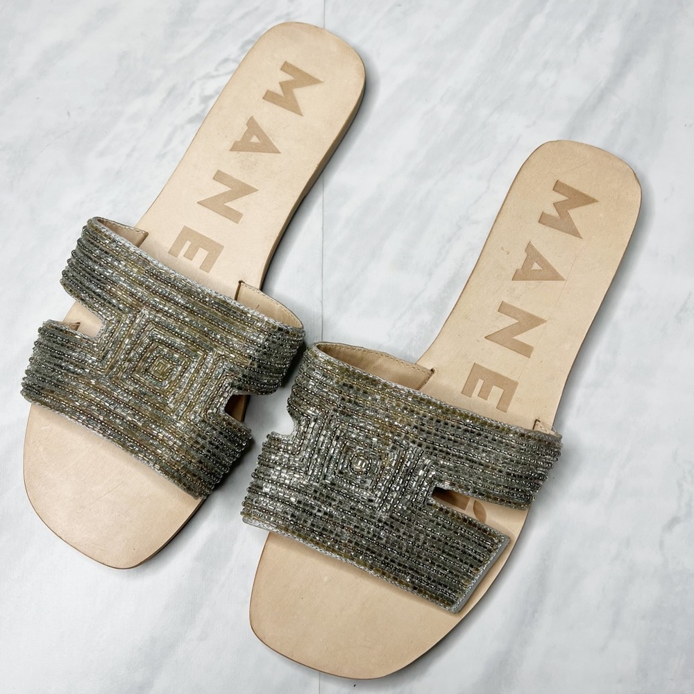 Manebi Beaded Flat Sandal 42